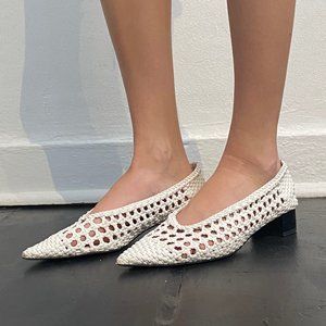 Zara Trafaluc white summery kitten heel
